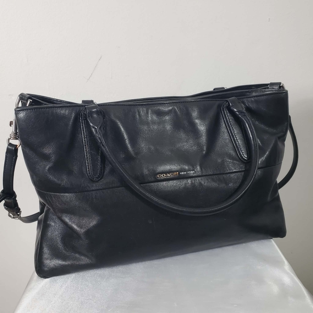 Coach 32291 Borough Bag Black Soft Nappa Leather 2/Way Shoulder Bag